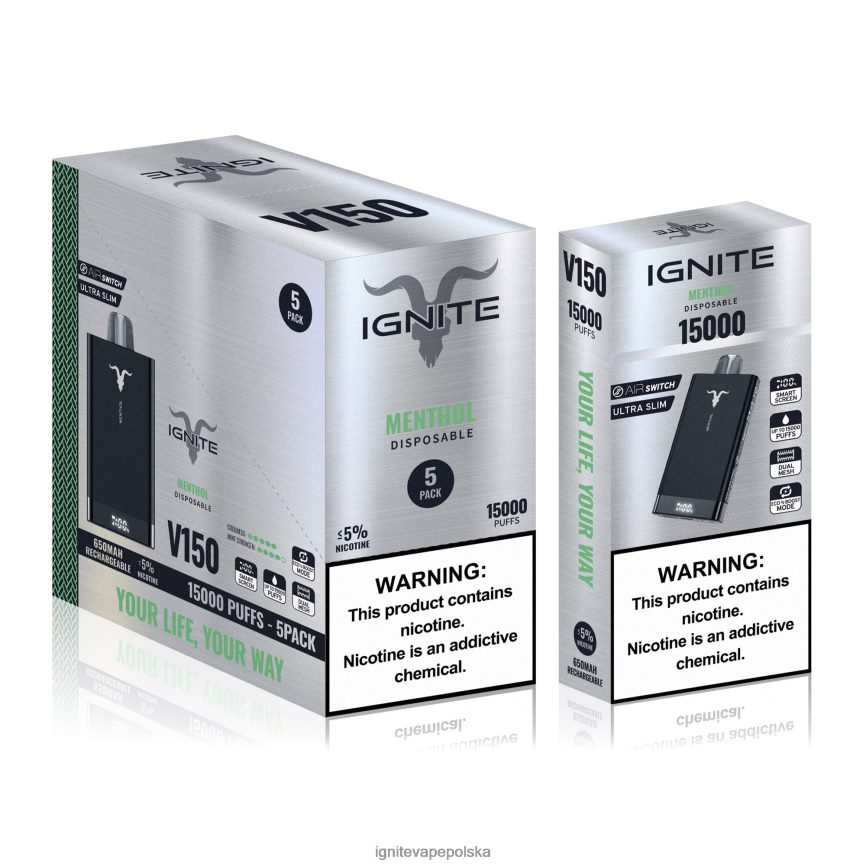 Ignite E Papieros Cena | IGNITE V150 vape pen 5-pak mentol 0648NZ87